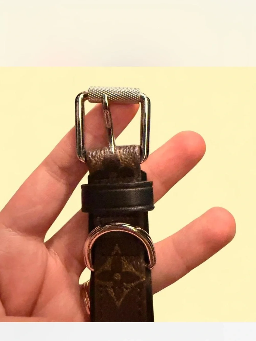 Louis Vuitton Brown Monogram Leather Belt with Silver Hardware